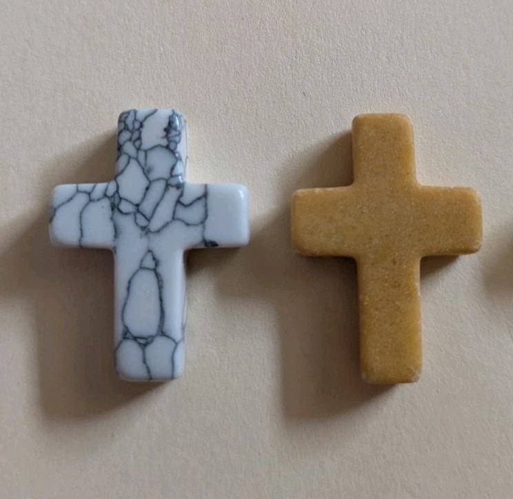 1″ Mini Crystal Crosses Natural Quartz Cross Shaped Worry Stones Charms – #12