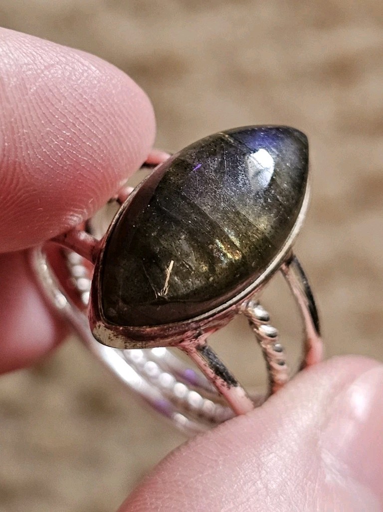 Sterling Silver Labradorite Ring, Size 7, Crystals & Stones, Mineral Specimen