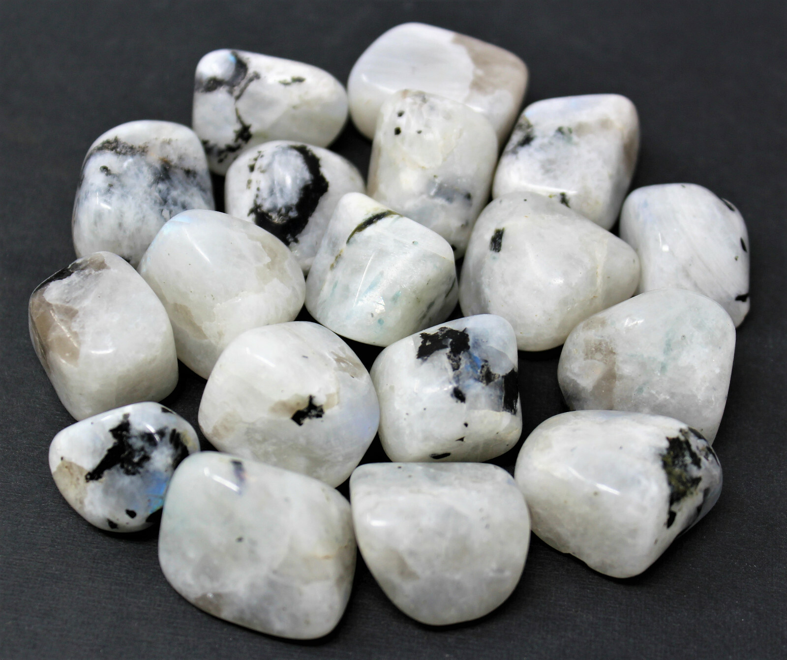 3 x Medium / Large Rainbow Moonstone Tumbled Stones (Crystal Healing Reiki)