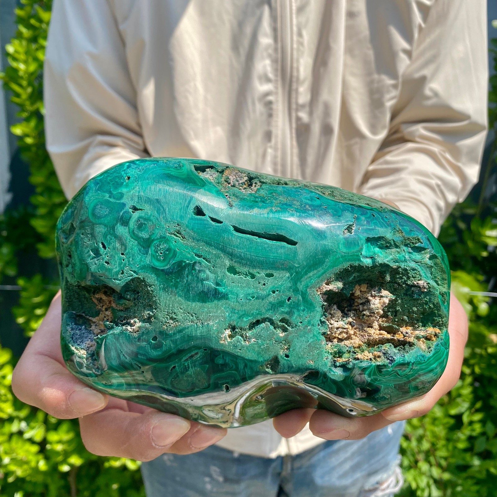 4.6LB Natural glossy Malachite transparent cluster rough mineral sample
