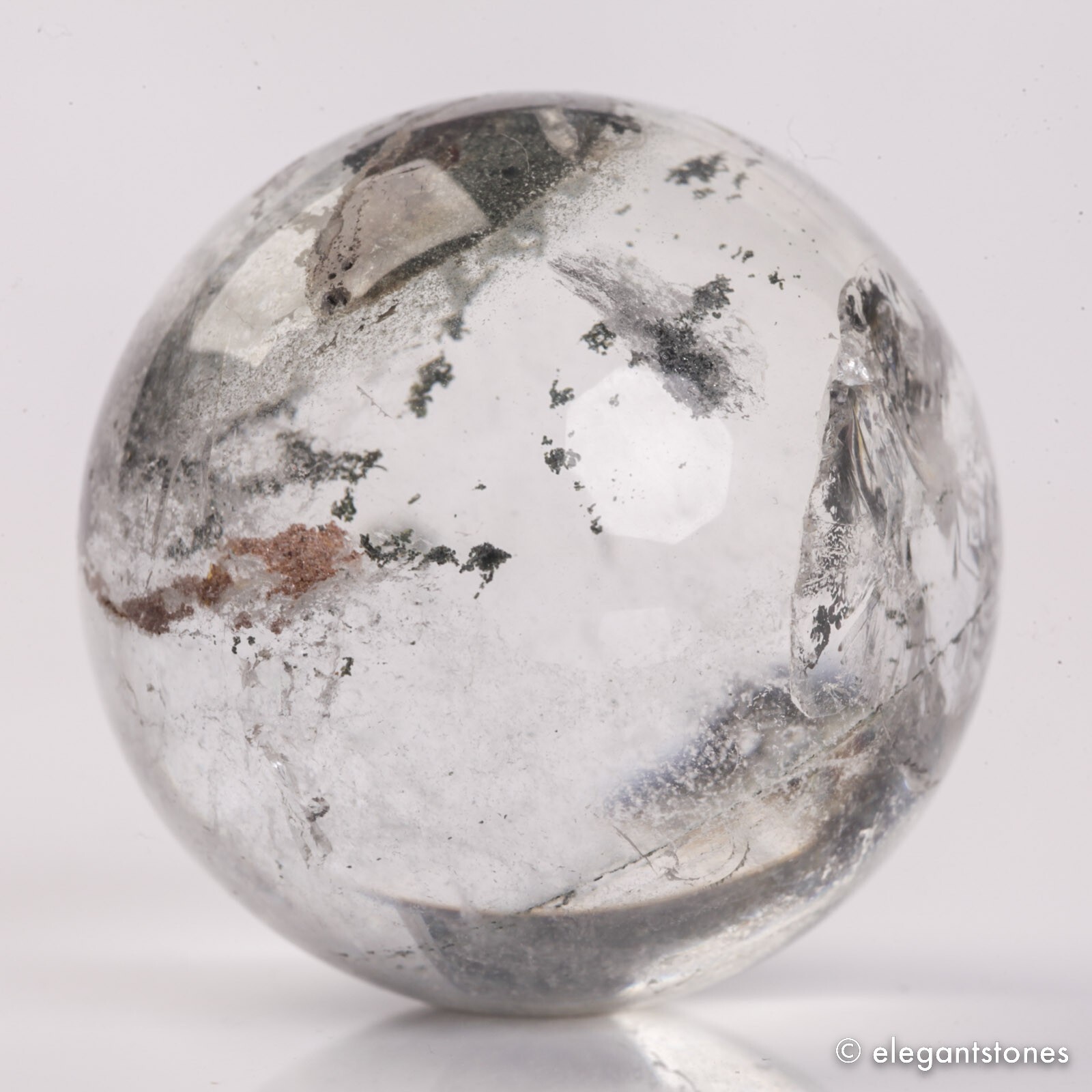54g34mm Natural Garden/Phantom/Ghost/Lodolite Quartz Crystal Sphere Healing Ball