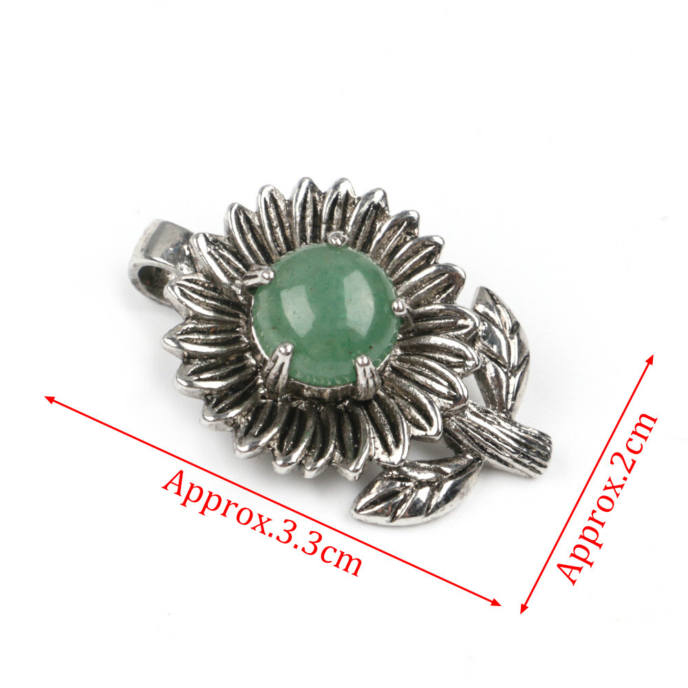 1pc Chakra Crystal Sunflower Pendants Round Beads Quartz Gemstones Healing Reiki