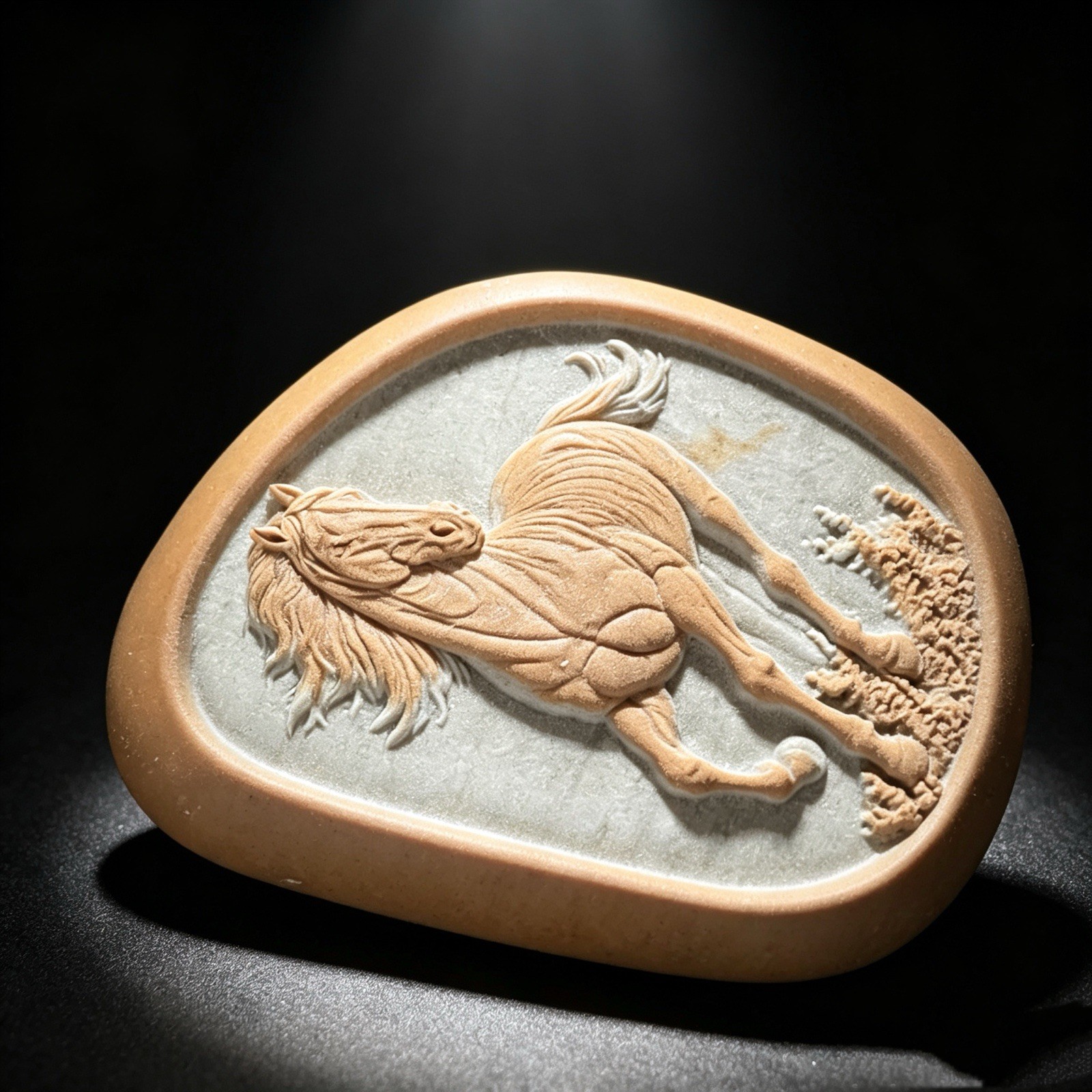 Natural Songhua Stone Finely Carved Horse, Collectible Crystal Desk Decor