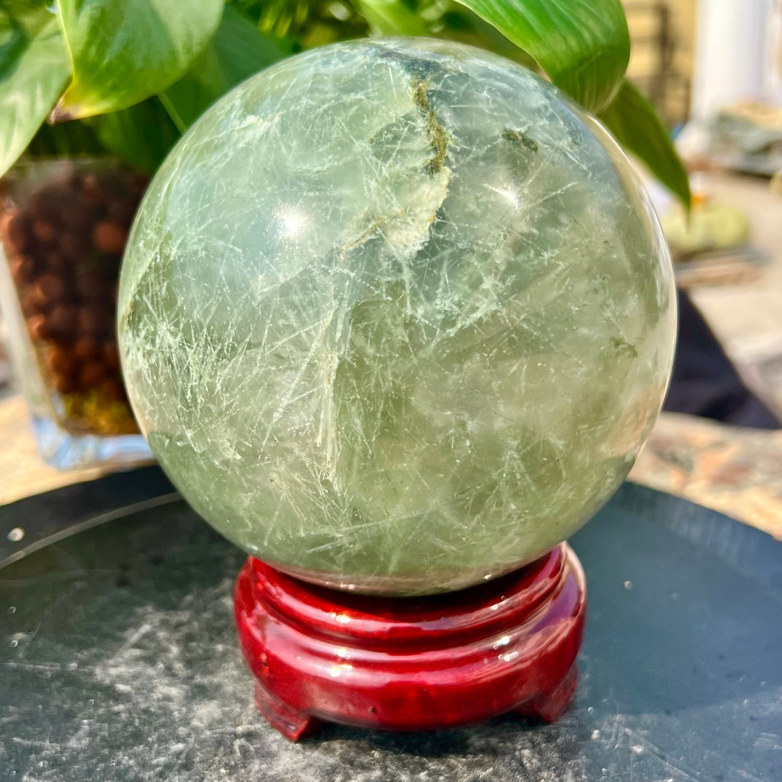 5.5LBNatural Green Phantom Quartz Sphere Crystal Ball Healing Decor