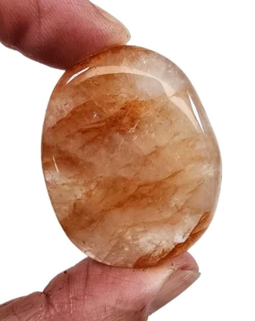 Fire Quartz Crystal with Hematite Polished Smooth Stone Brazil 18.7 grams