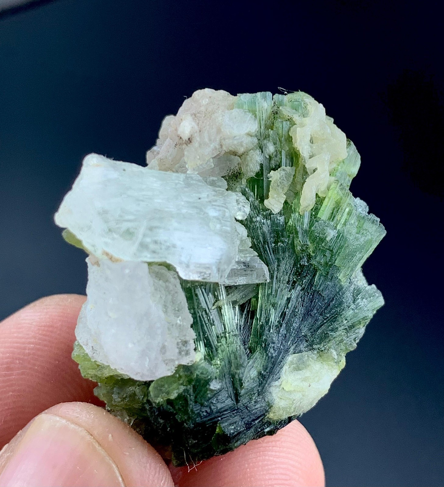 90Cts Beautiful Tourmaline Crystals Bunch With Kunzite From Afghanistan.
