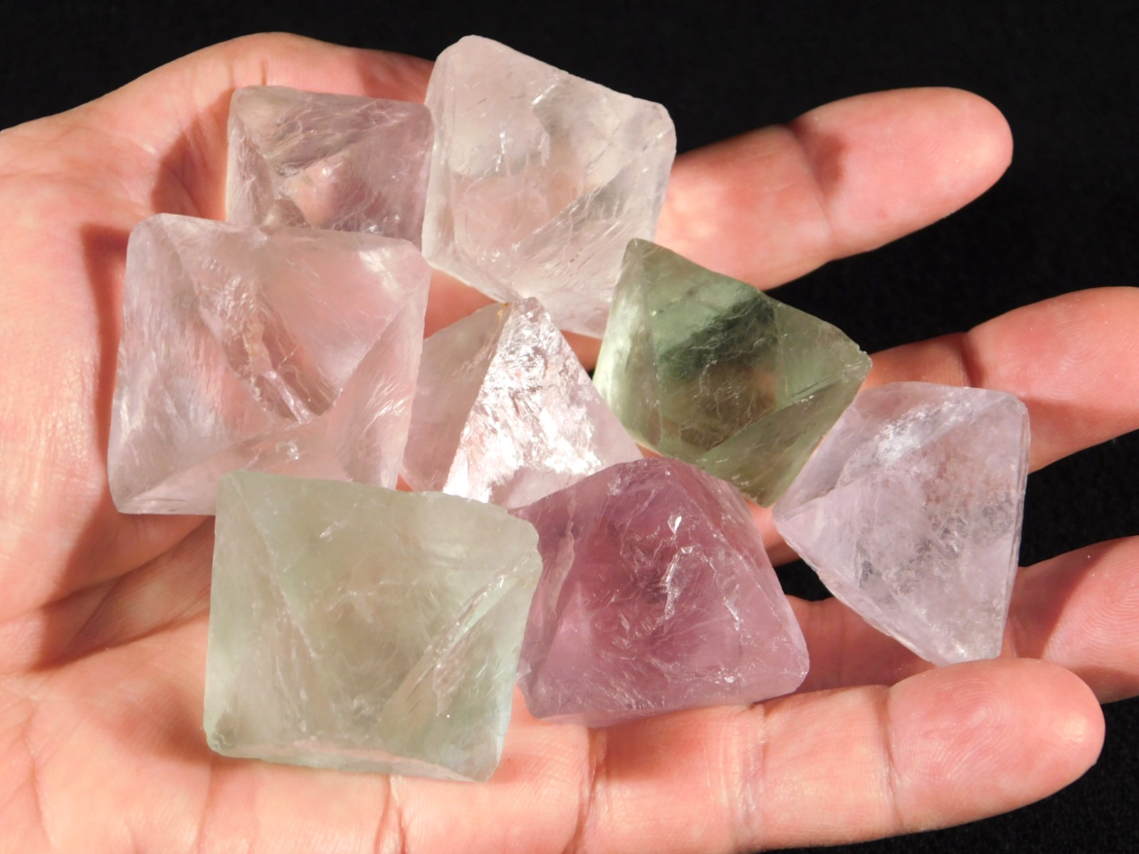 Big Lot of EIGHT! Translucent Octahedron FLUORITE Crystals From China 357gr