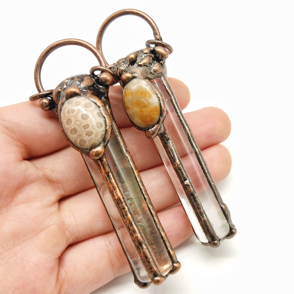 Natural Crystal Pendant Sun Stone Triangle Clear Quartz God Retro Chakra Vintage