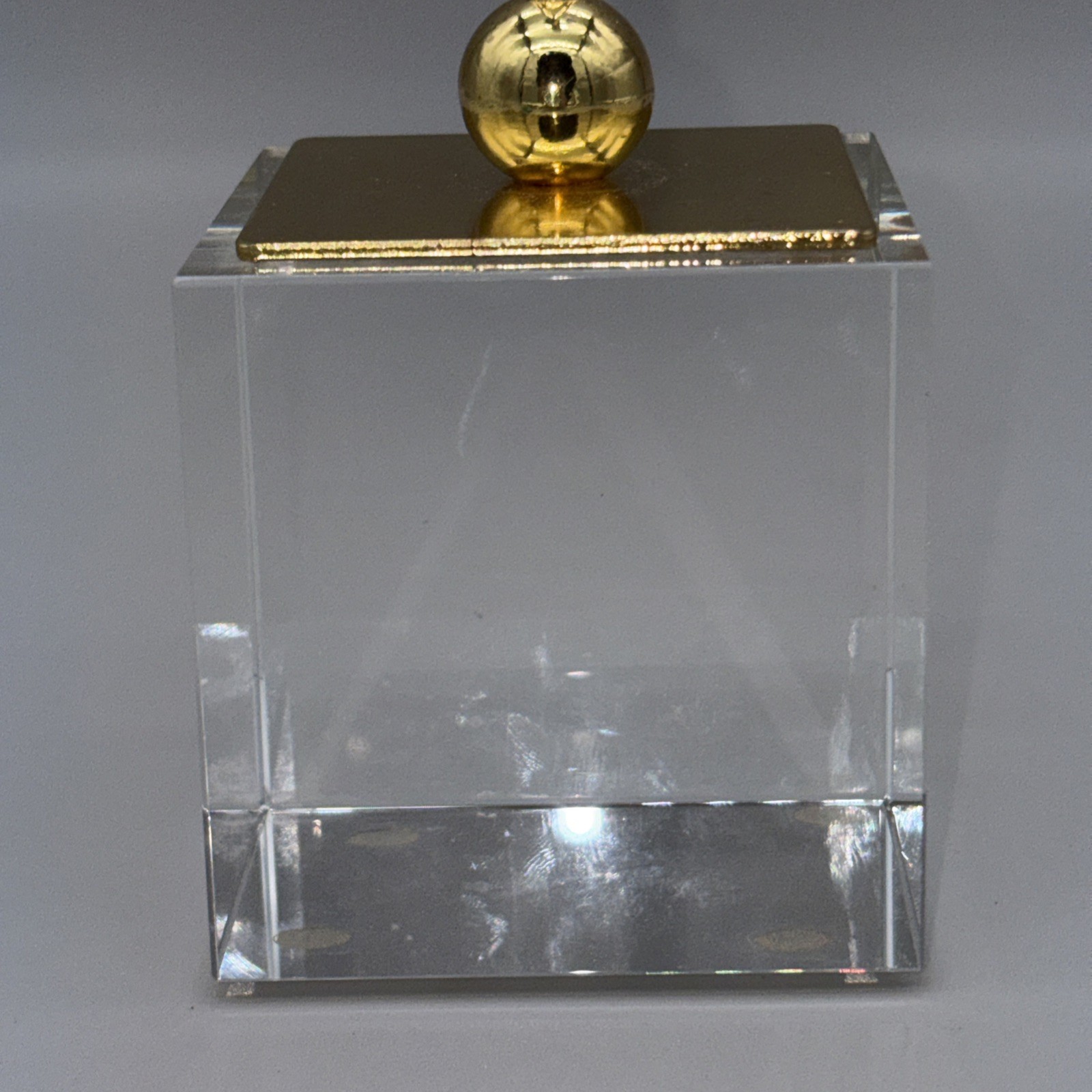 12.5″ Crystal Geode Sculpture Post Stand 12K Gold Plated Edge Acrylic Base Druzy