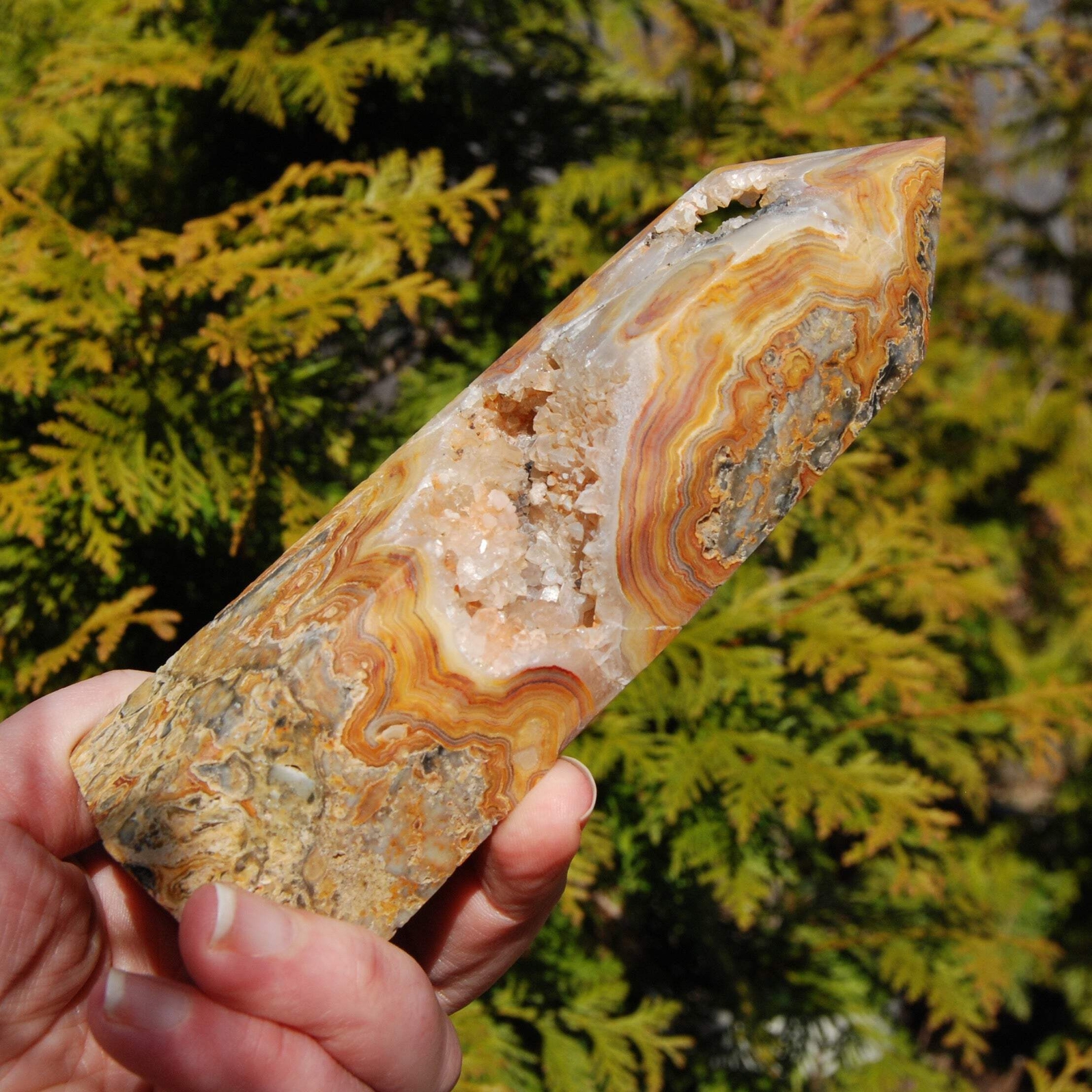 6in 1lb Crazy Lace Agate Crystal Tower, Mexico