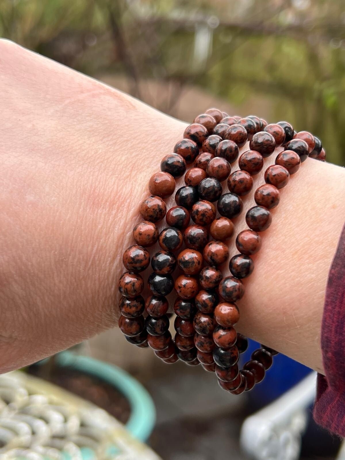 Mahogany Obsidian Crystal Beaded Bracelet 6mm AAA+