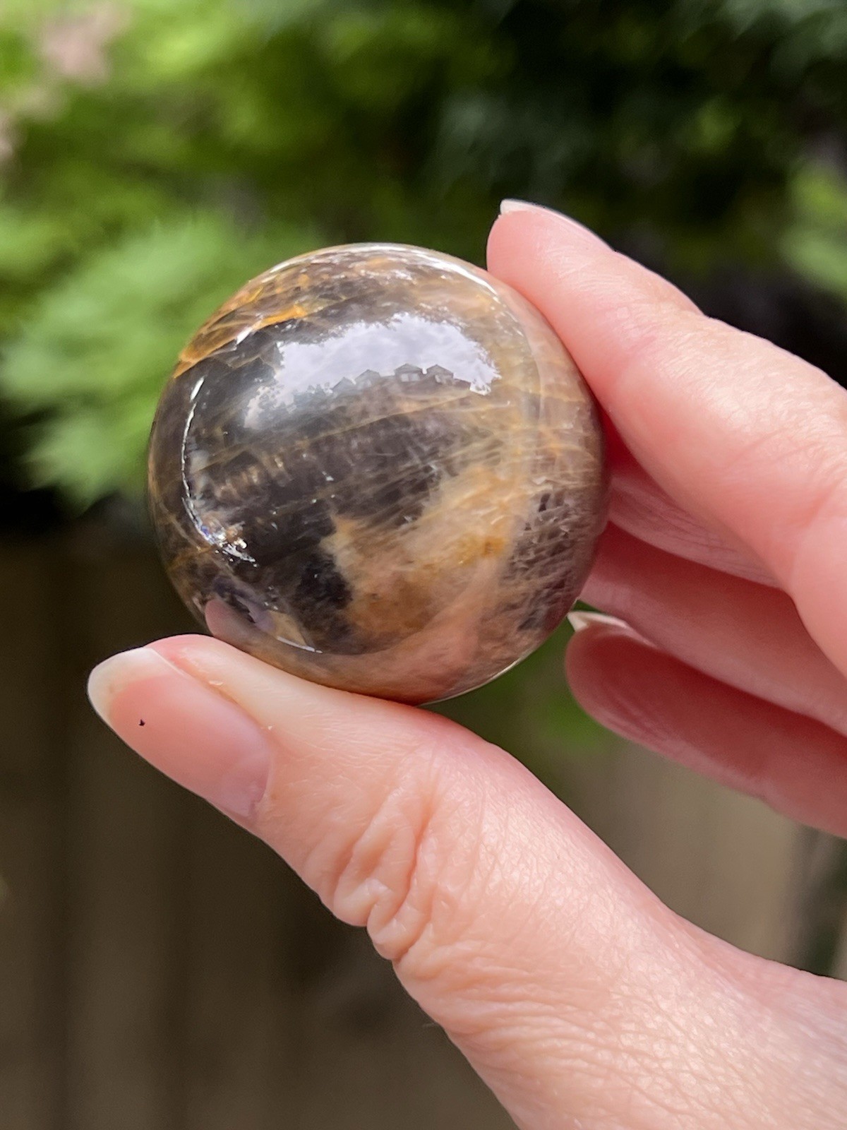 Black Moonstone Crystal Ball / Intuition / Empathy / Calming AAA+ 69g 37mm 23