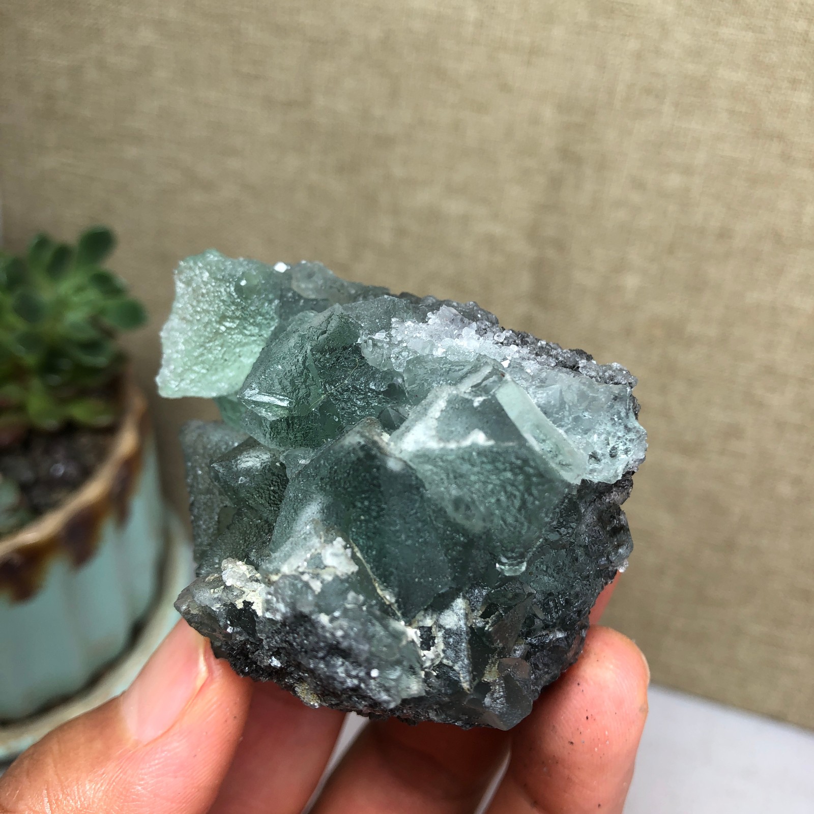 125g NATURAL Green Cubic FLUORITE Crystal Cluster Mineral Specimen A4732