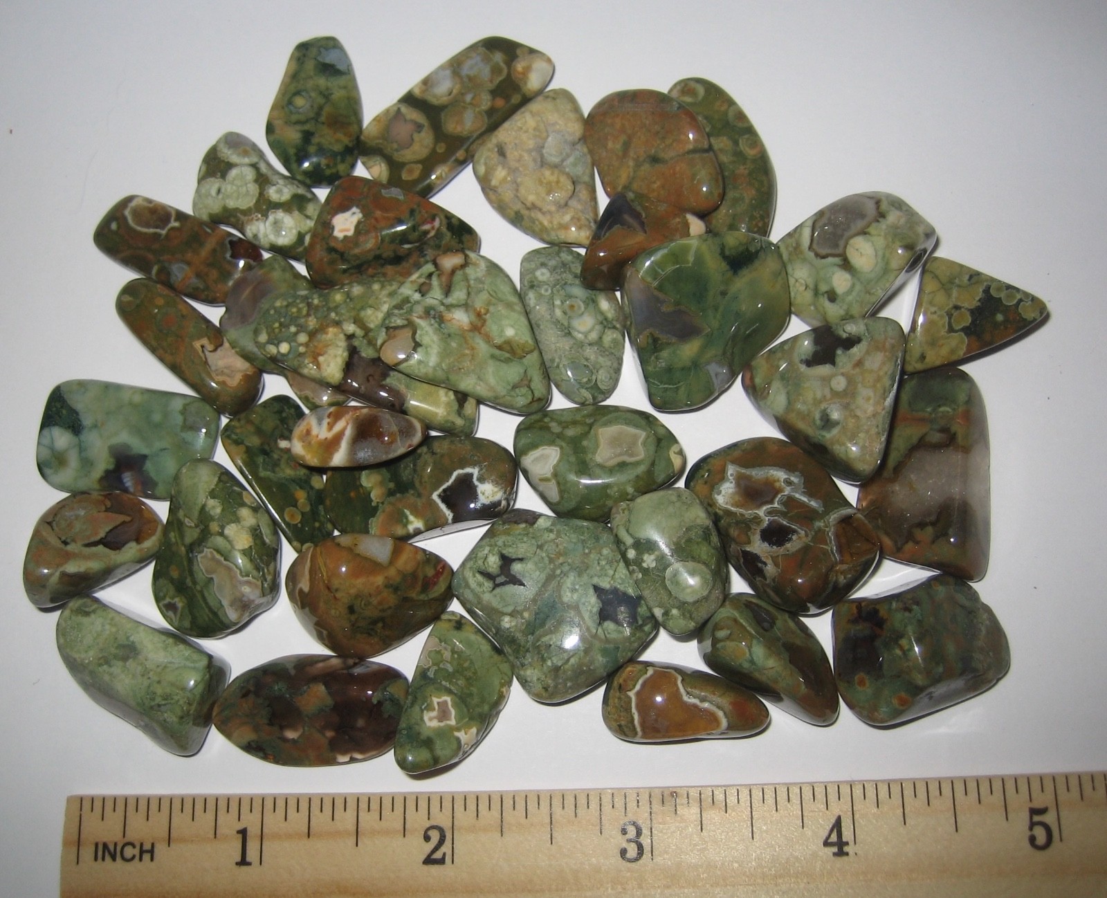 36 A+ TUMBLED POLISHED 0.7″-0.9″ RAINFOREST JASPER STONES AUSTRALIA ~ 148.2g *A1