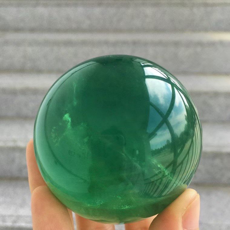 5cm Natural green fluorite Quartz Sphere Crystal Energy Ball Reiki Healing