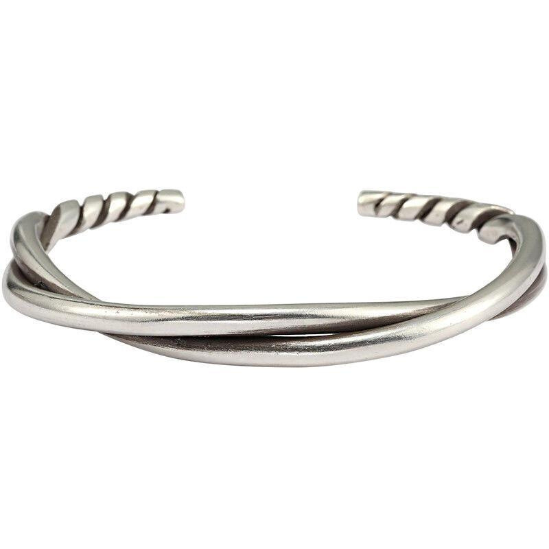 Men’s Fashion Jewelry Silver Twisted Metal Adjustable Bangle Cuff Bracelet 1PC