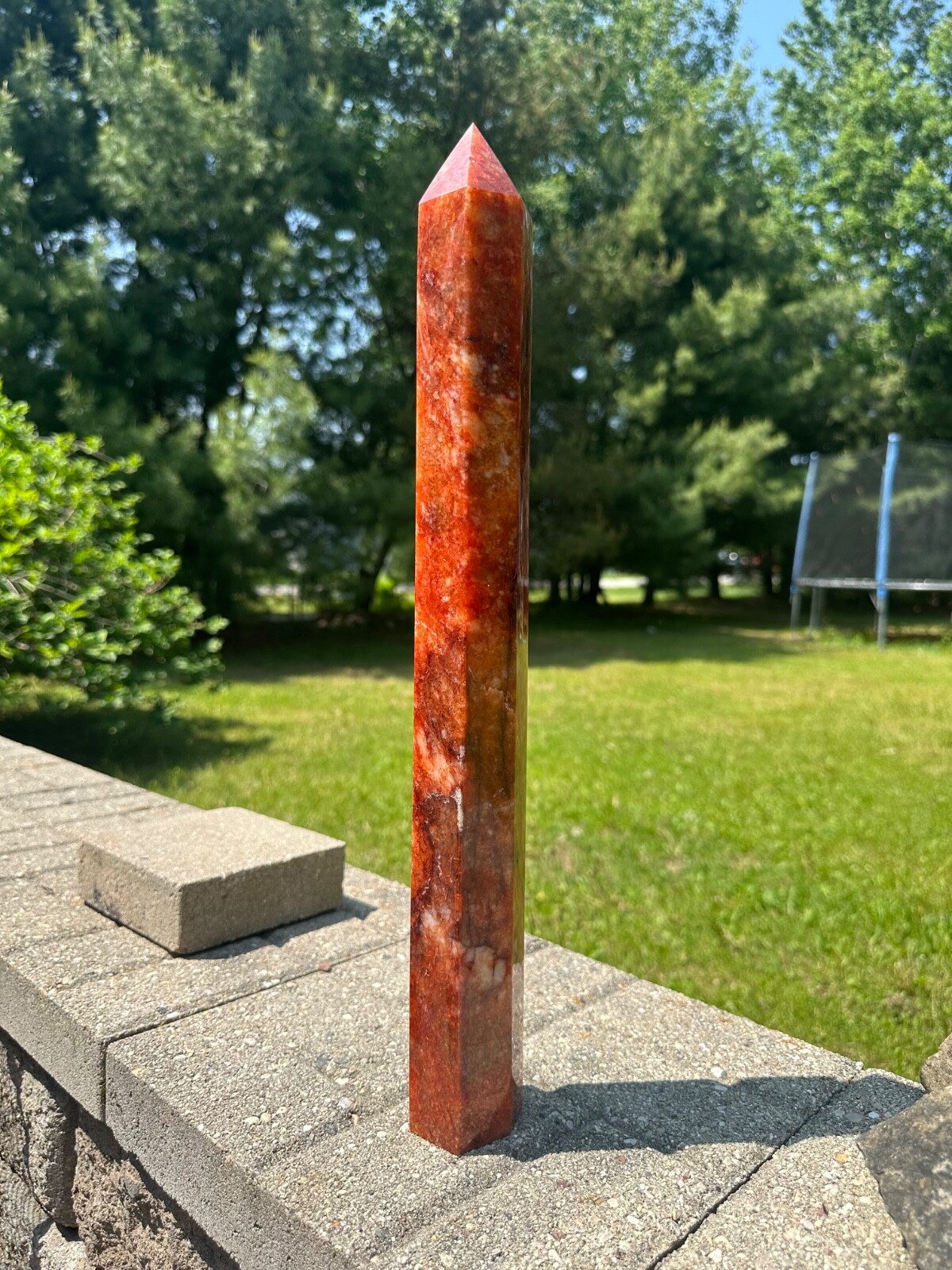 large red fire quartz hematoid tower