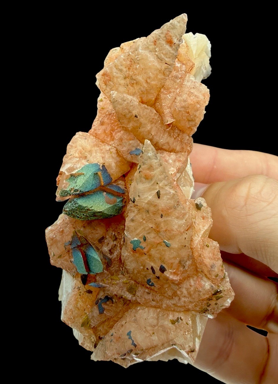 Rainbow Chalcopyrite On Calcite Crystals : Dneister River , Moldova 🇲🇩