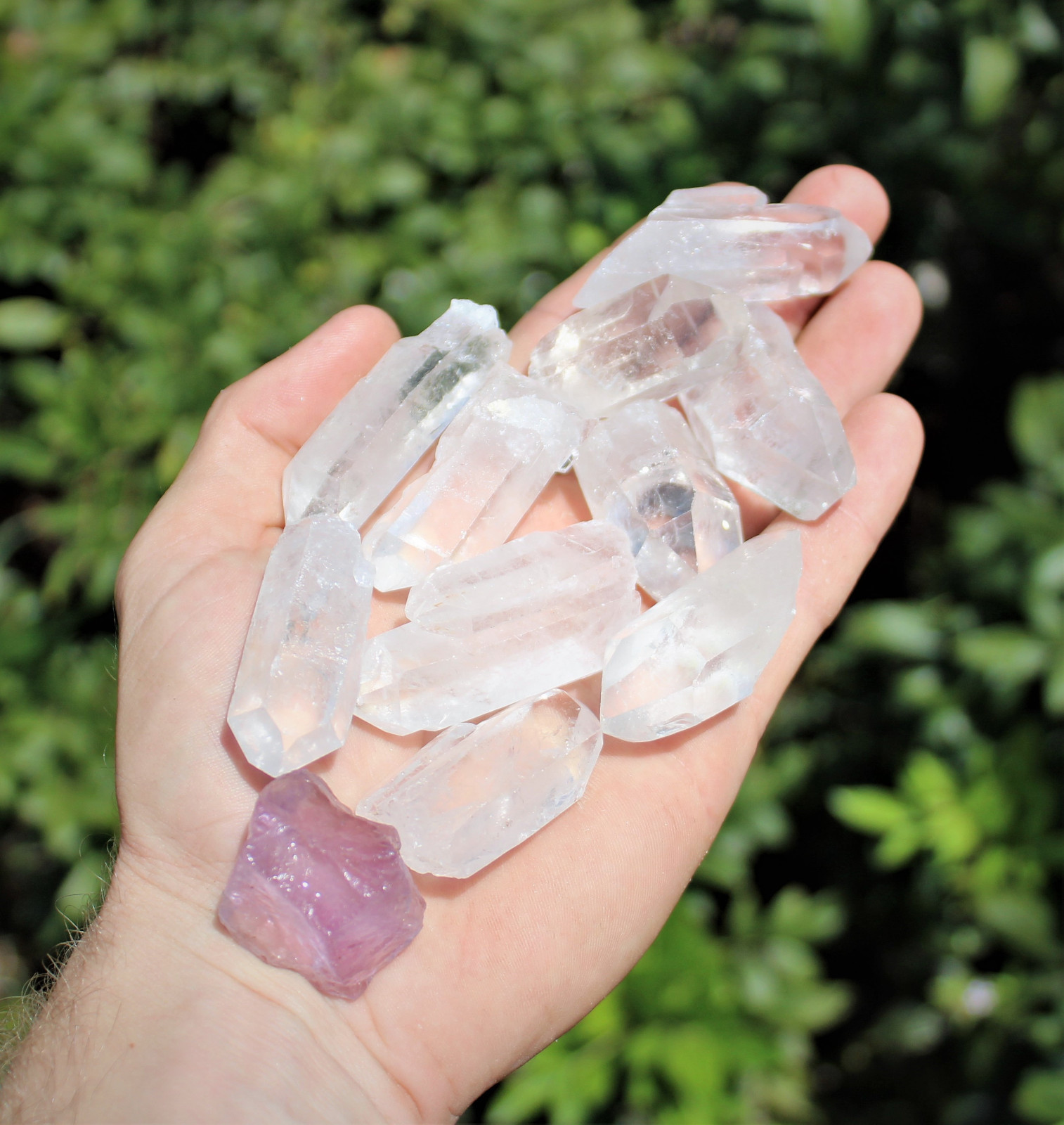 LARGE CHUNKY Clear Quartz Points 1/4 Lb (4 oz) Lot (+ 1 Rough Natural Amethyst)