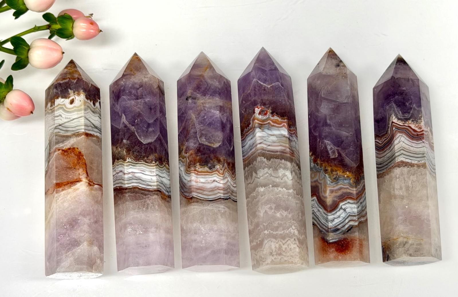 Wholesale 1 Lb Natural Amethyst Lace Agate Obelisk Tower Point Crystal Energy