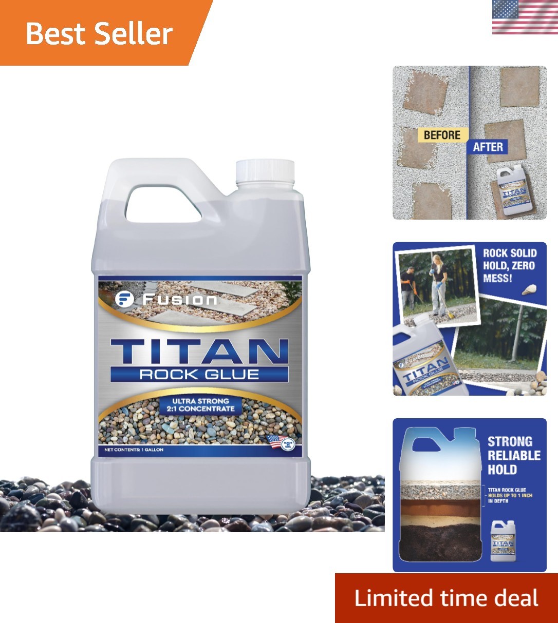 Ultimate Stone Adhesive – Titan Rock Glue 128 Fl Oz for Weather-Resistant Bonds