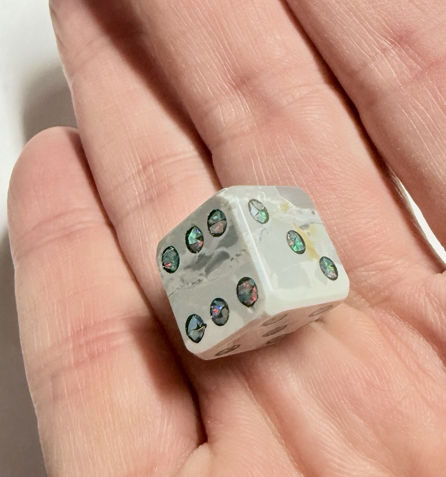 Solid Opal Inlay Dice Carving – VERY BEAUTIFUL!