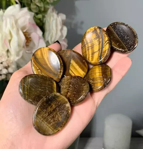 Tiger Eye Worry Stone Healing Crystal Stone Manifest Success Attract Luck