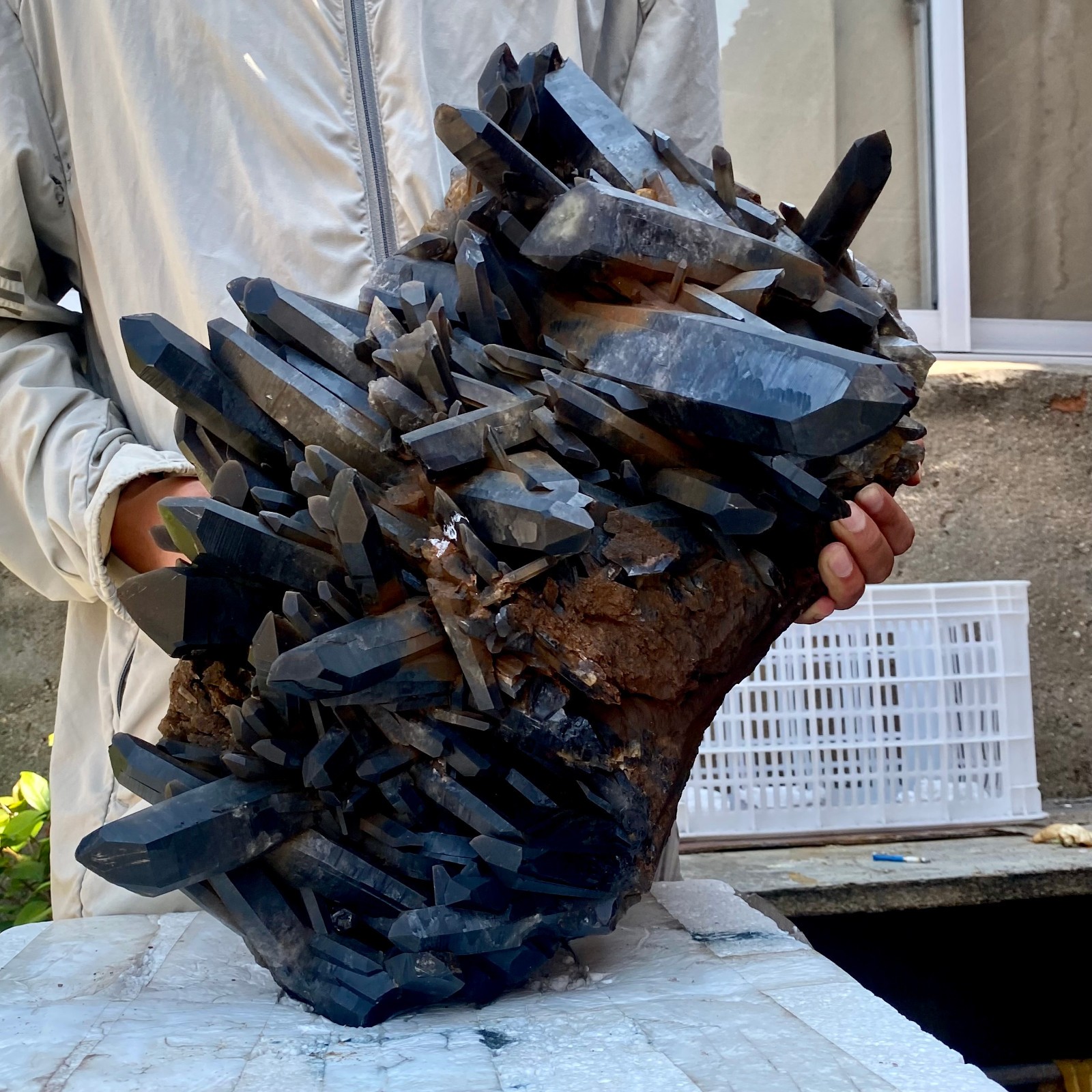 57LB Tea black Crystal quartz Cluster Mineral Specimen Healing reiki