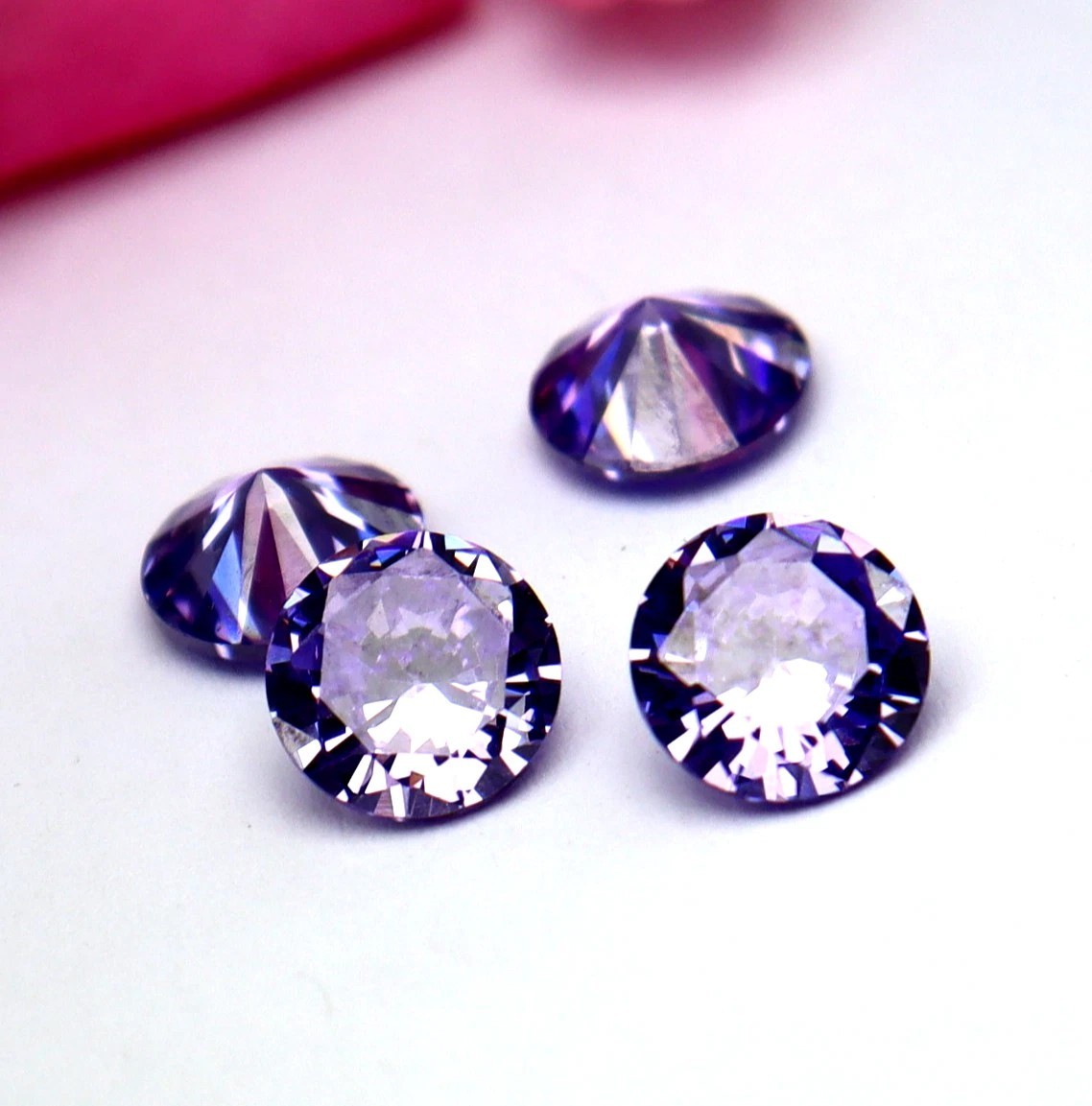 5-6 Ct GGI Certified Natural Purple Amethyst Round Cut Loose Gemstone ,4 Pcs