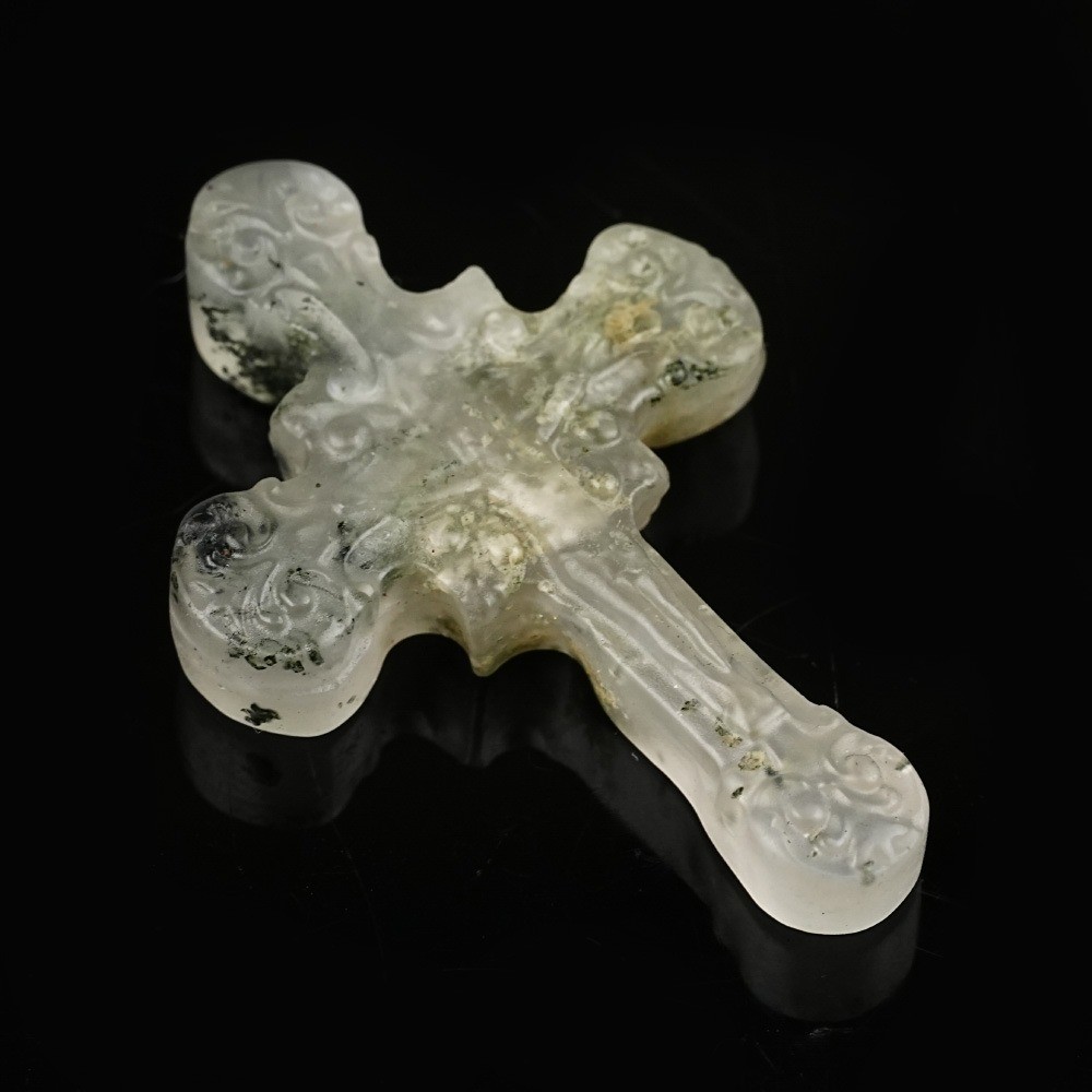 Natural Mixed Crystal Carved Cross Religious Reiki Healing Stone Jewelry Gift