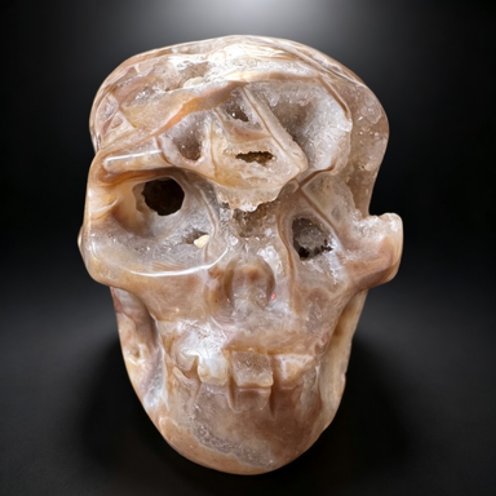 Natural Sphalerite Hand Carved Skull Sculpture, Polished Crystal Healing Statue