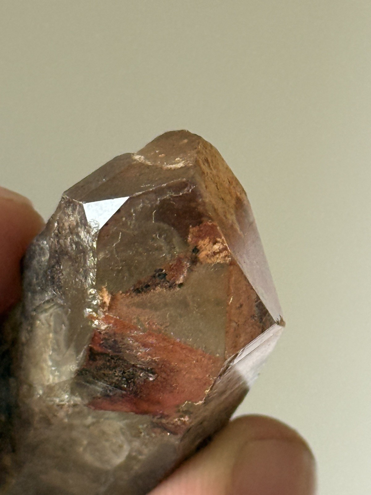 Quartz Crystal w/ Phantom & Hematite Red Feather, CO 5cm – 34.2g – ID20