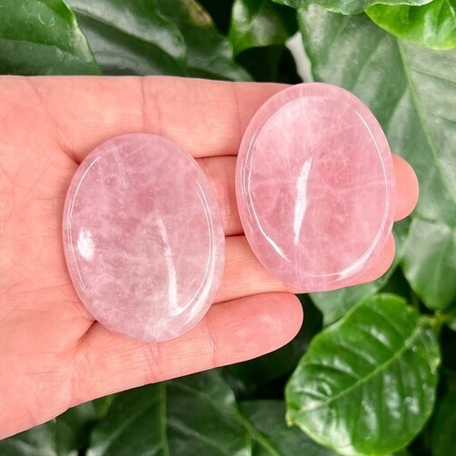 Rose Quartz Crystal Palm Worry Stone Anxiety Stress Relief Smooth Polished Stone