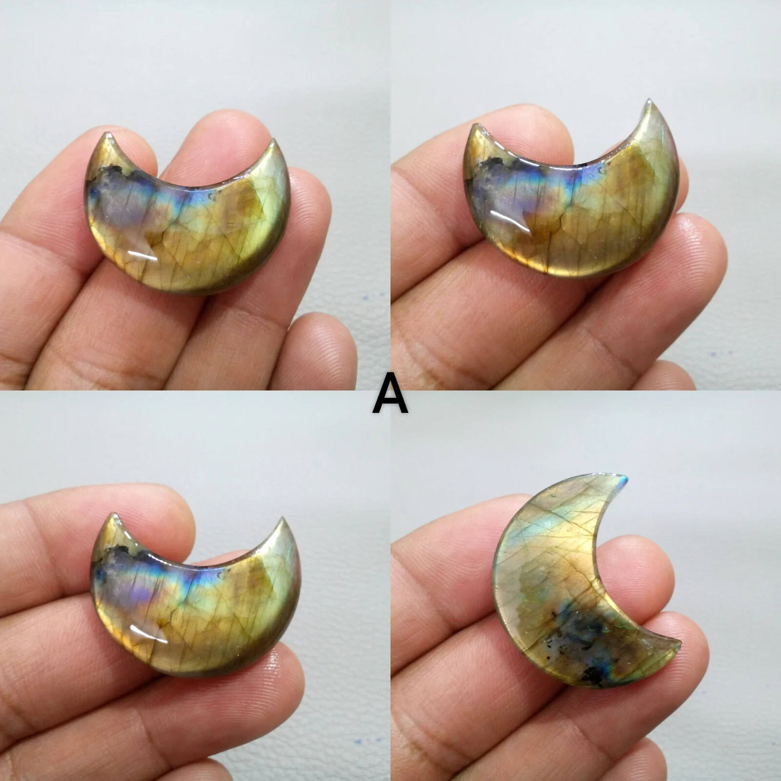 A+ Multi Golden Fire Labradorite Crescent Moon Loose Gemstone For Making Jewelry