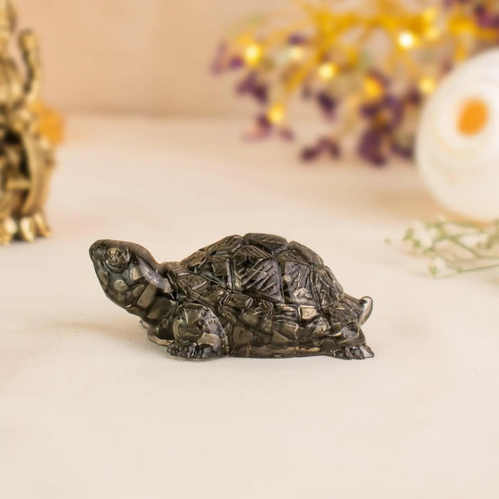 Pyrite Orgone Crystal Turtle Feng Shui Tortoise Wealth Decor Gift