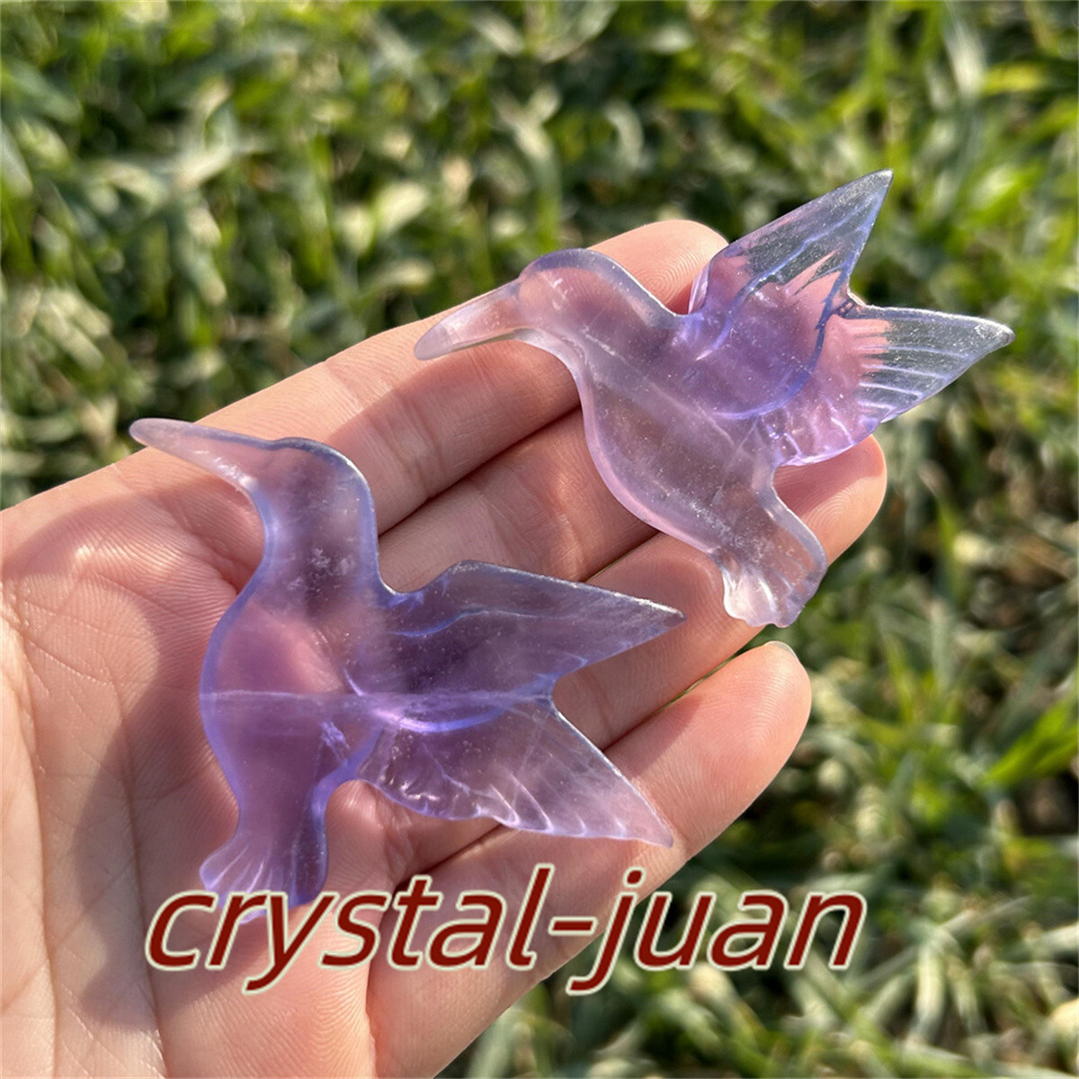 2″+ Natural Fluorite humming bird skull Carved Quartz Crystal skull Reiki heal