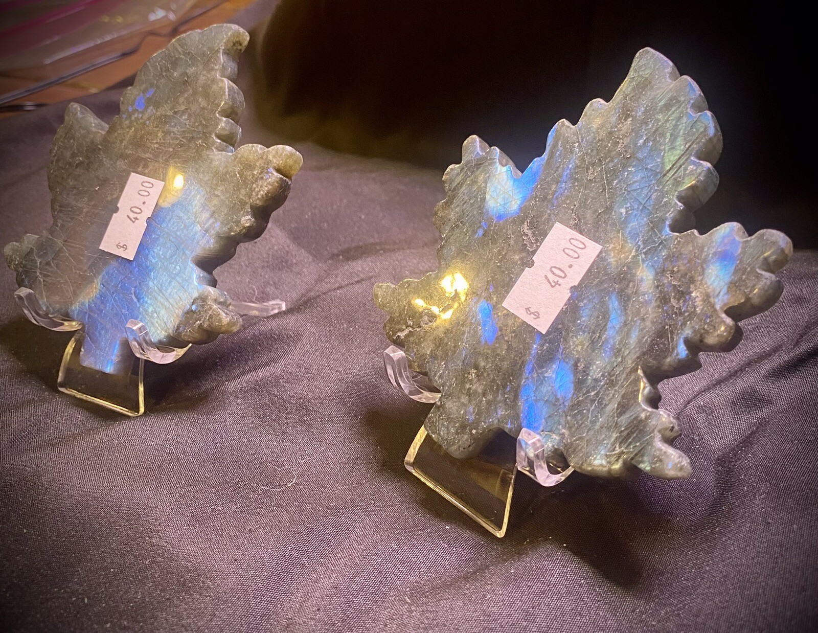 Flashy Labradorite Leaf Carving Set