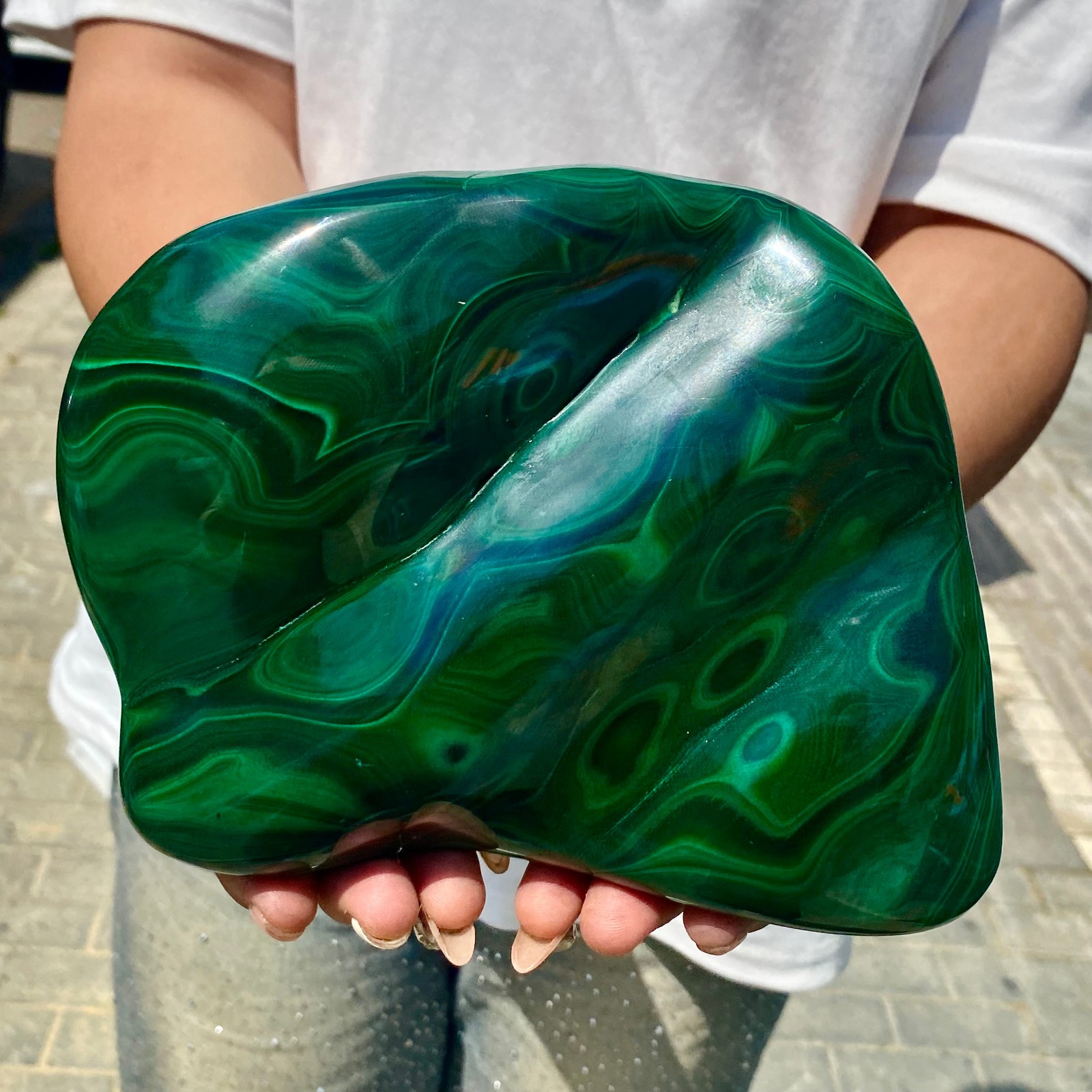 5.4LB Natural glossy Malachite transparent cluster rough mineral sample