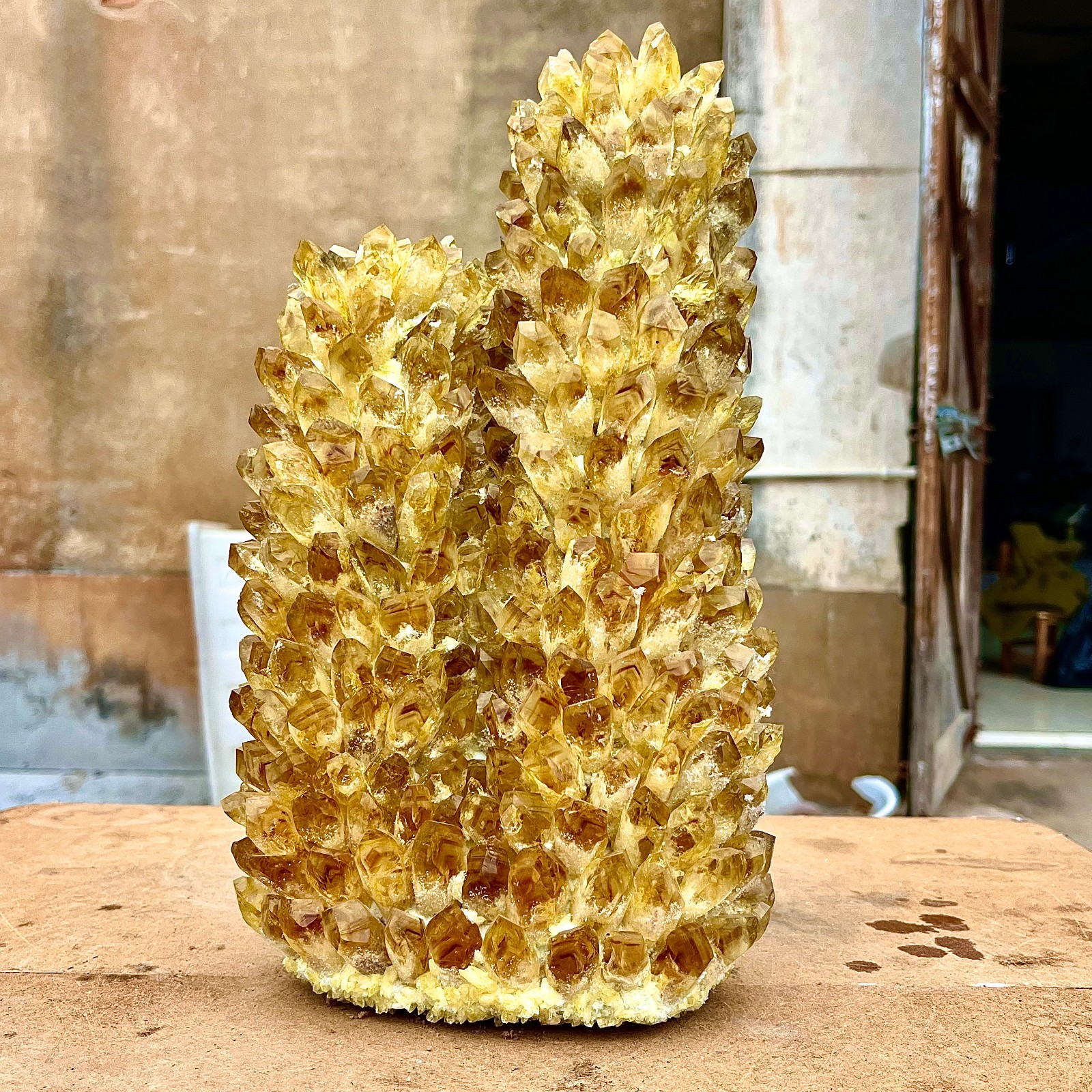 18.88LB Yellow Ghost Phantom Crystal Cluster Flower Raw Crystal Heal Quartz Deco