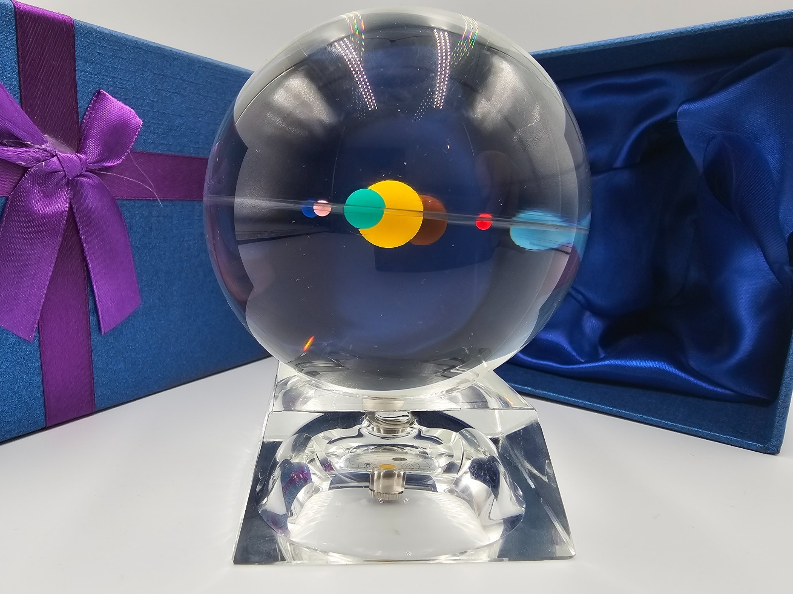 FTYTEK 80mm Solar System Crystal Ball 3D Planets Glass Sphere Ornament Gift Box