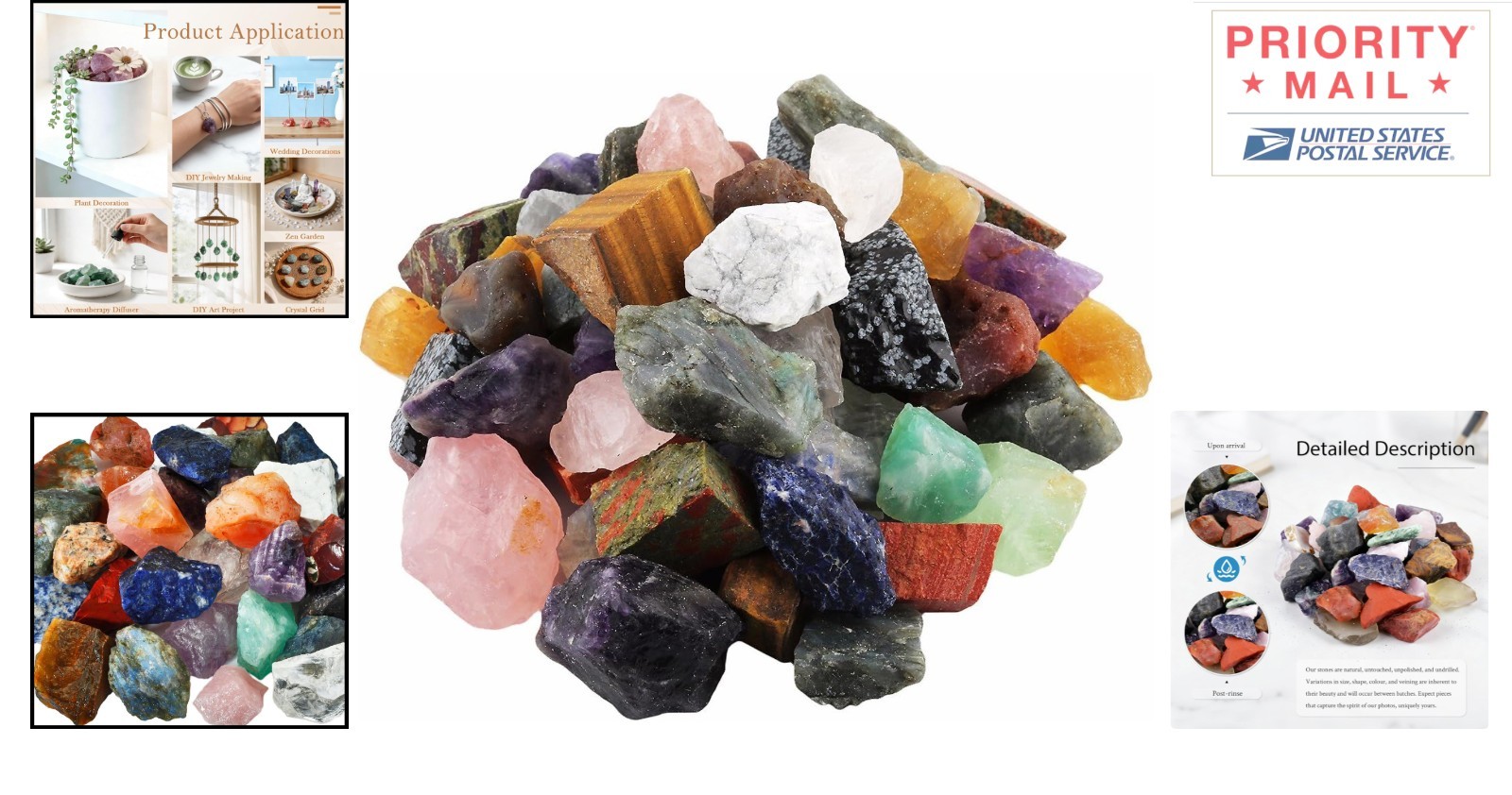 1 kg Bulk Healing Crystals Rough Stones for Jewelry Tumbling Polishing 15 Count