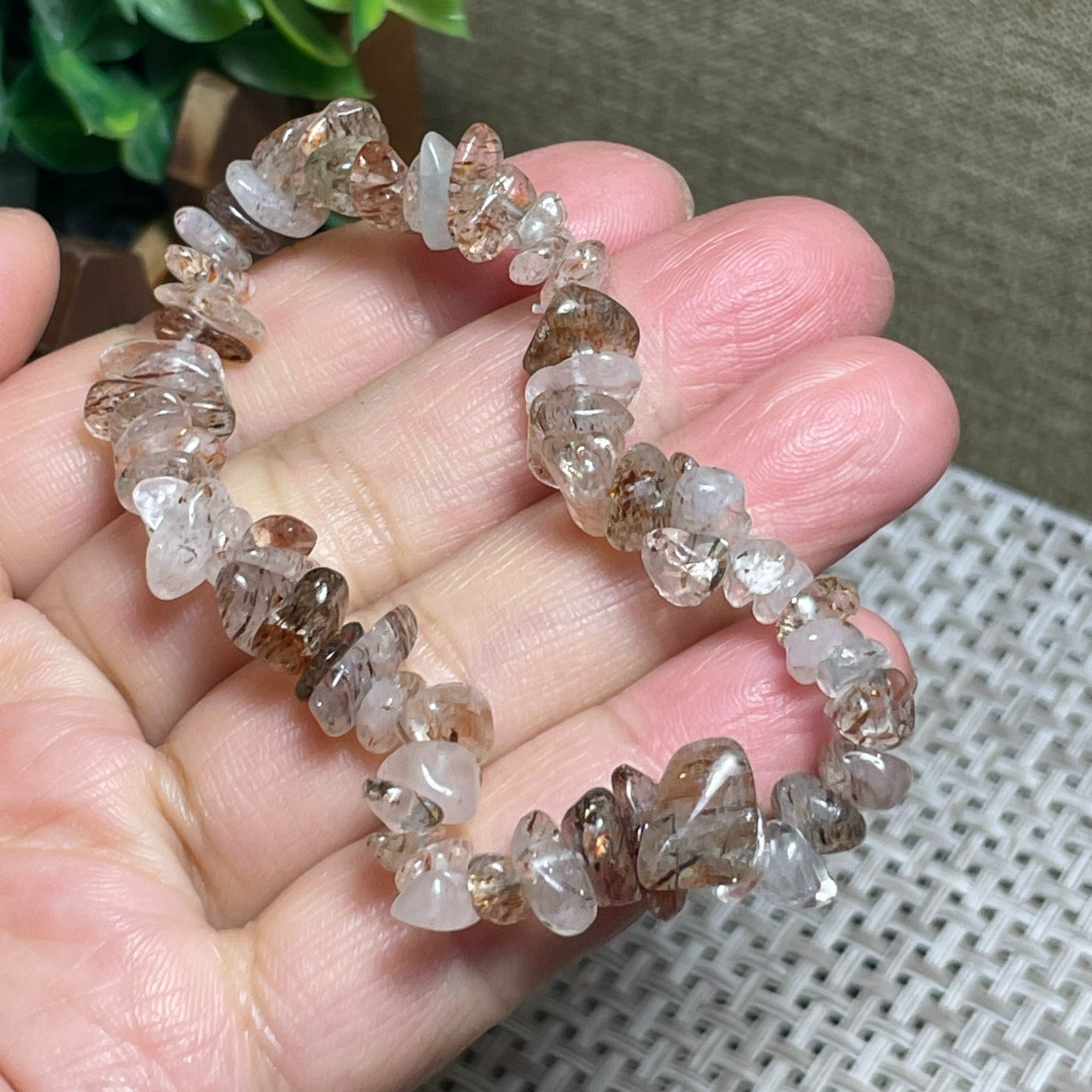 1pcs Multicolored tourmaline stone Chip beads Stretch Bracelet E6184