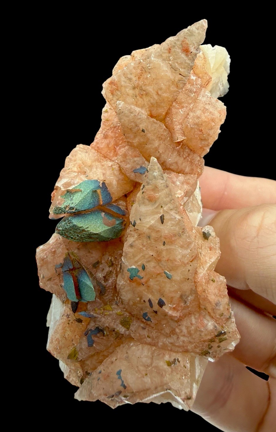 Rainbow Chalcopyrite On Calcite Crystals : Dneister River , Moldova 🇲🇩