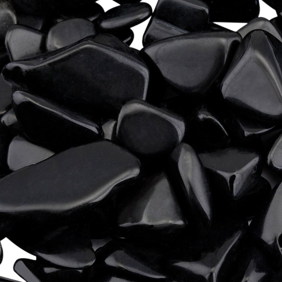 Black Obsidian Tumbled Stones 0.3-0.5 inch, 1lb (460g) Crushed Chips