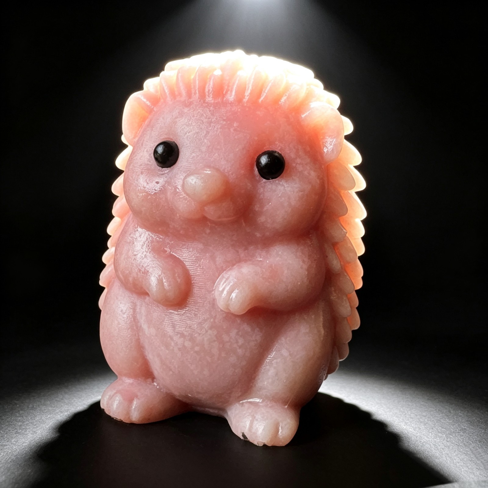 Natural Pink Opal Hedgehog Figurine Carved Stone Animal Home Desk Decor