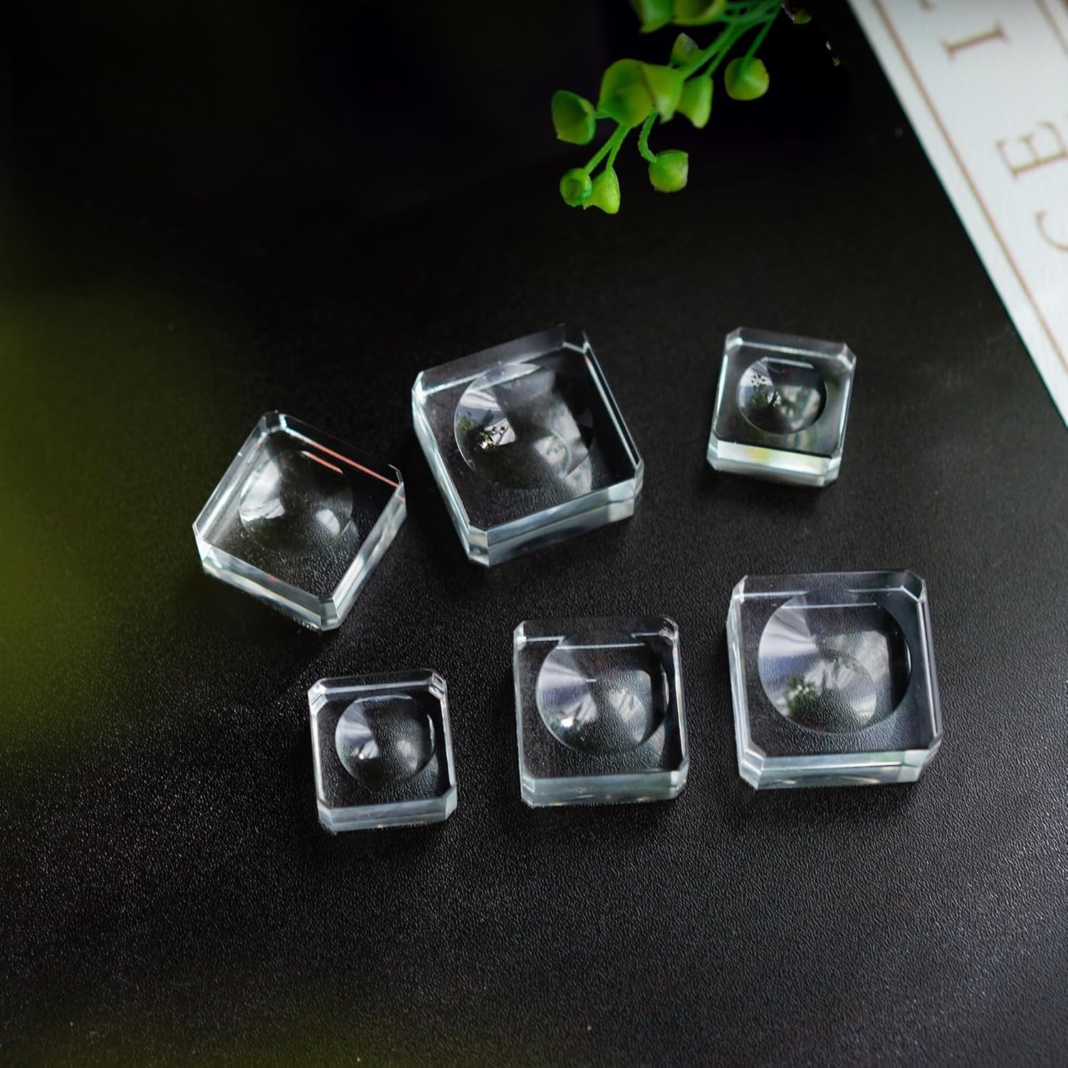 6 Pack Square Crystal Display Bases for 3D Laser Balls 6pcs Glass Stands for …
