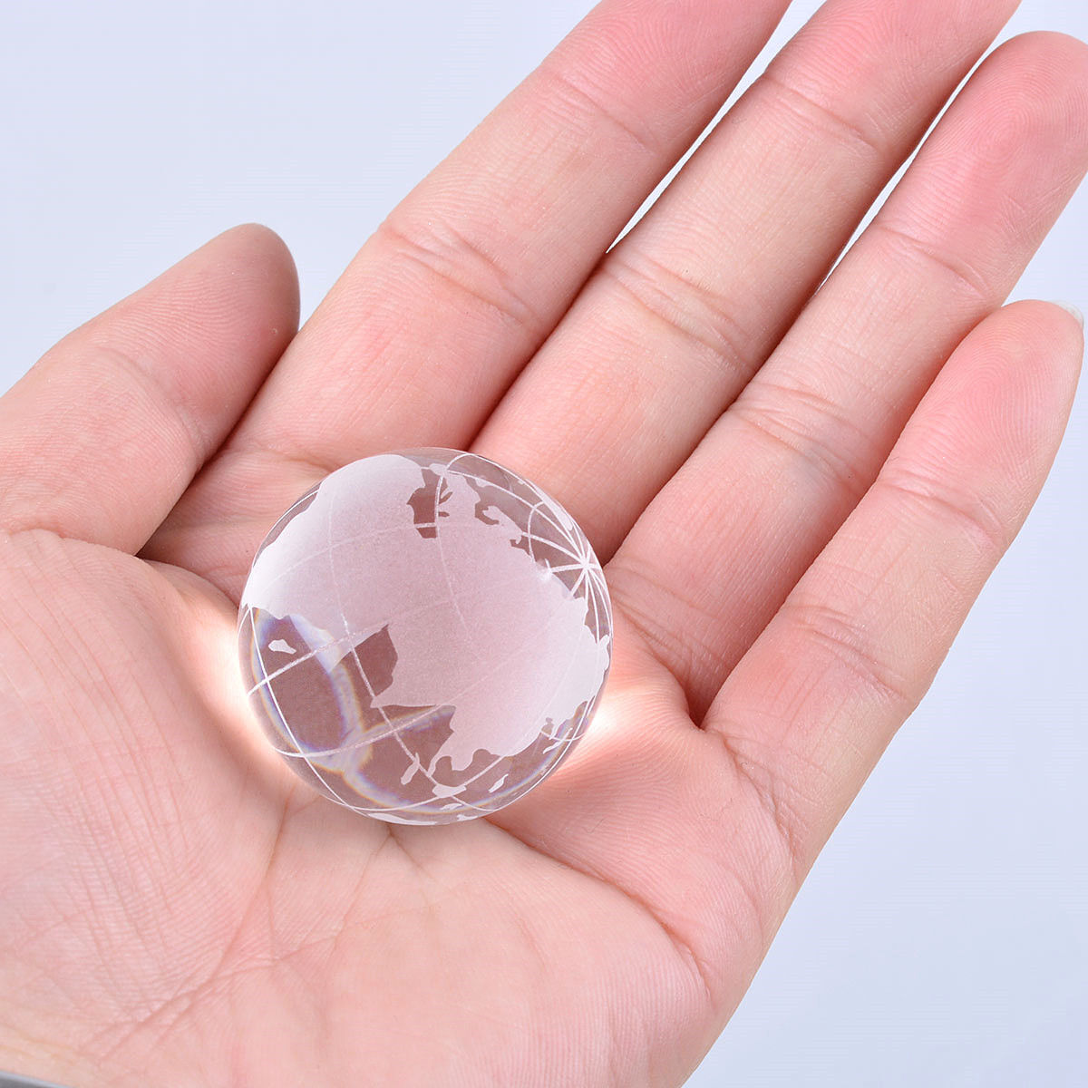 LONGWIN 30mm Frosted Crystal Earth Globes Clear World Ball Marble Globe