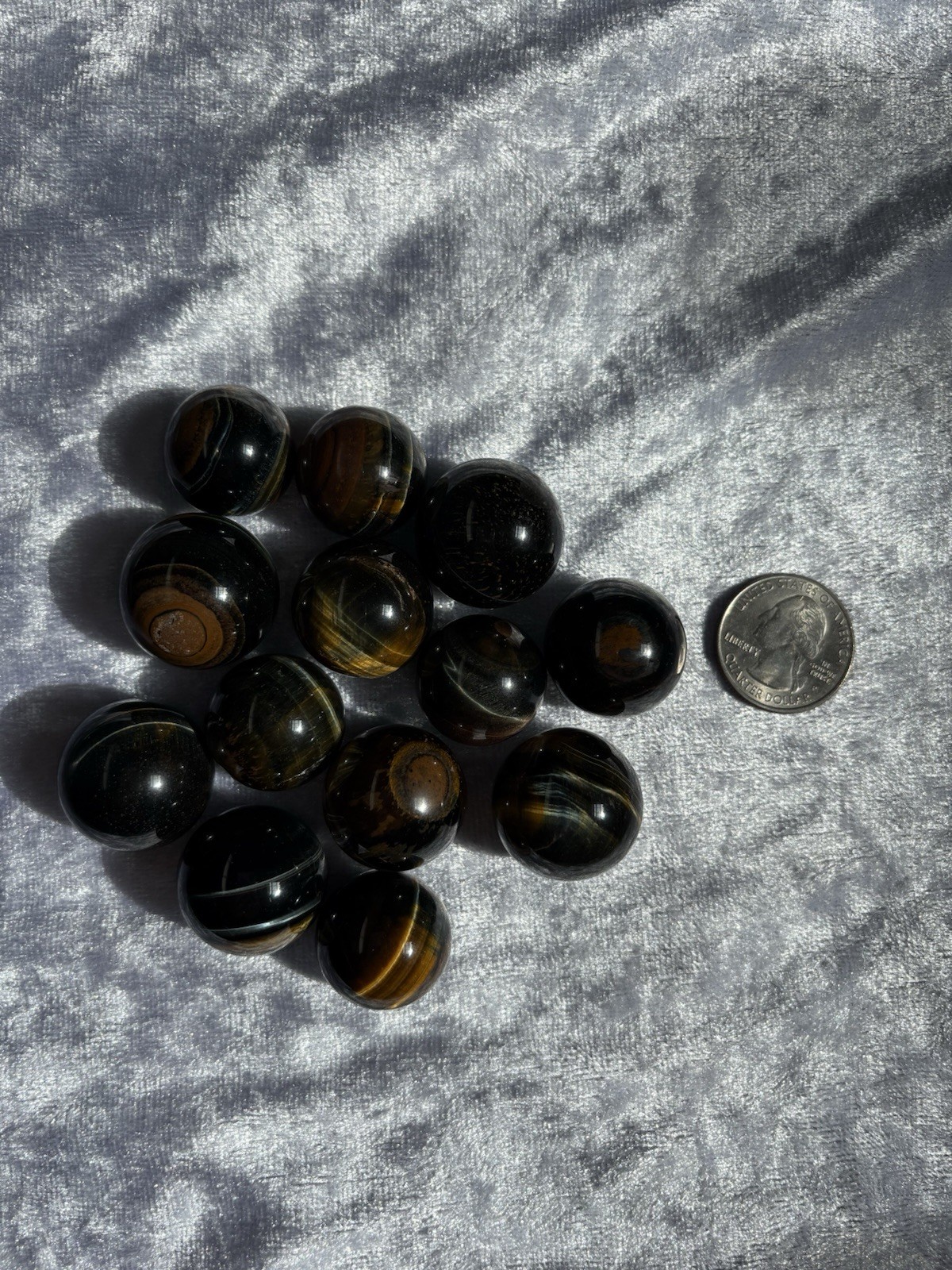 Blue Tigers Eye Sphere Lot Of 13 Crystal Ball Carving Natural Stone