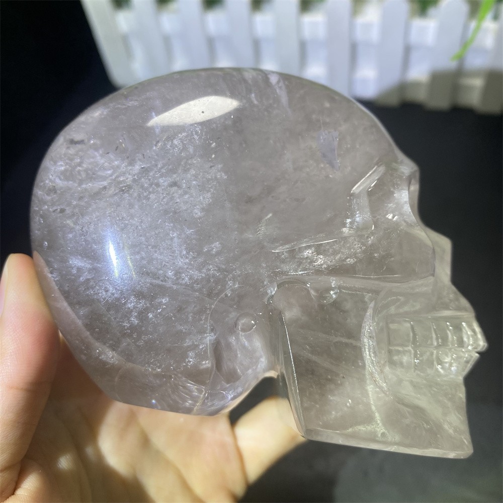 1.9LB 4.2″Natural A+Smoky Quartz Skull Statue Crystal Carving Reiki Heal Decor