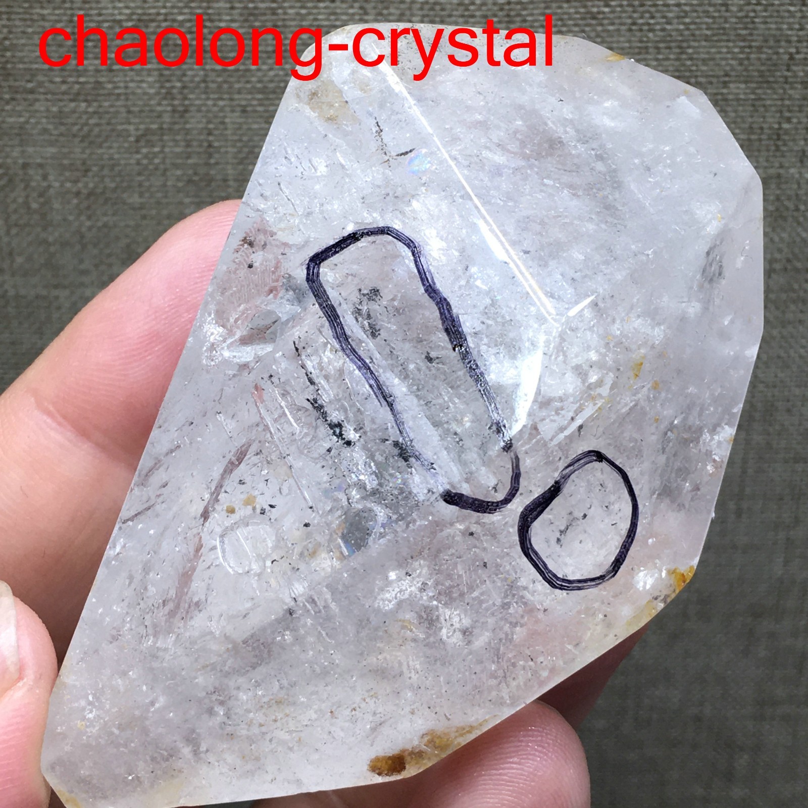 104g Natural 73mm Herkimer Diamond Enhydro healing Crystal Gem&moving water drop